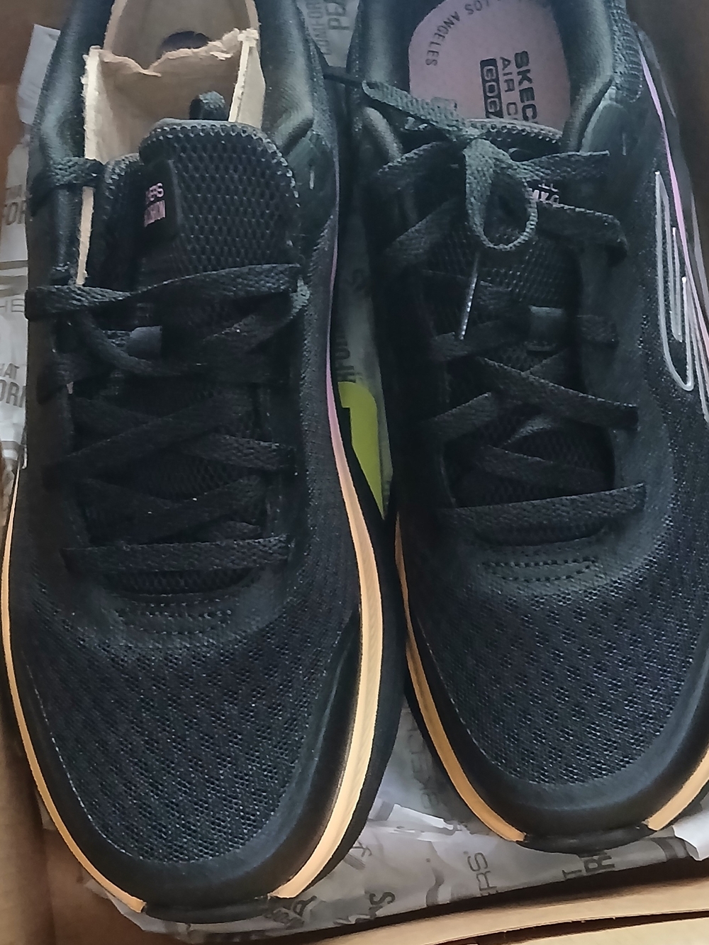 Skechers Men's Black Casual Sneakers with Pink Accent